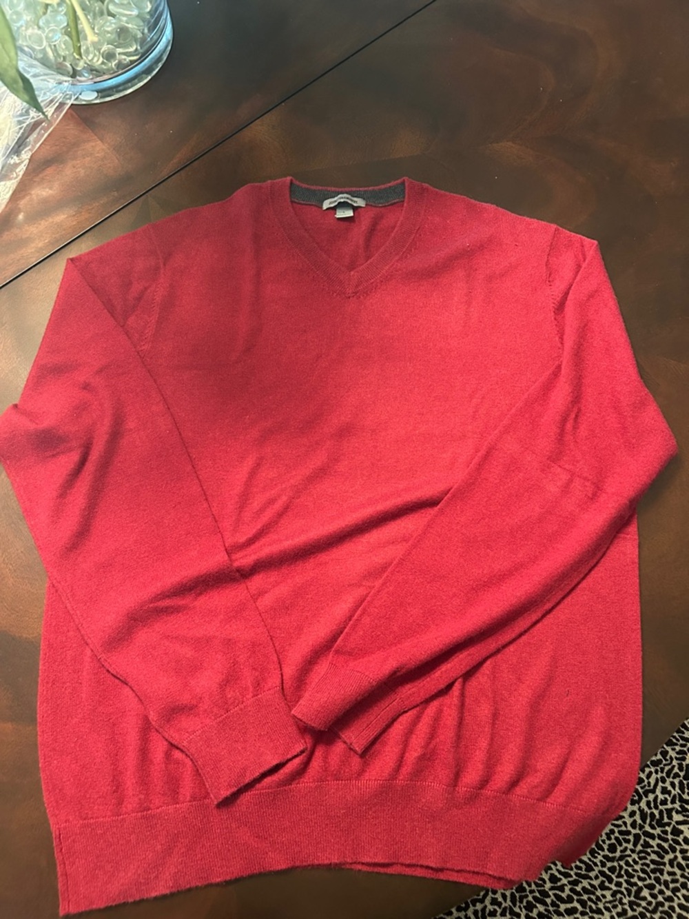 Men's V-Neck Sweater in Deep Red